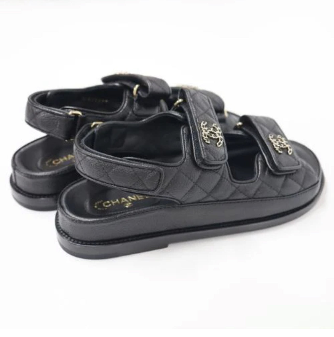 CHANEL DAD SANDALS CAVIAR BLACK