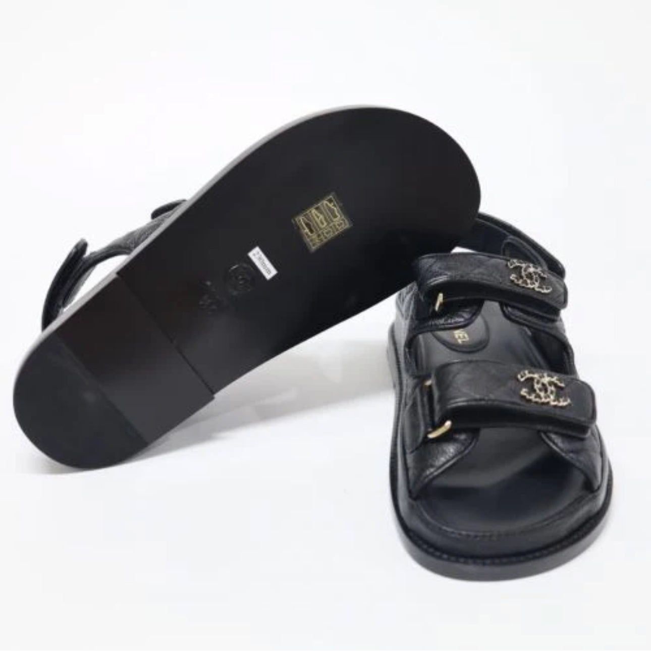 CHANEL DAD SANDALS CAVIAR BLACK